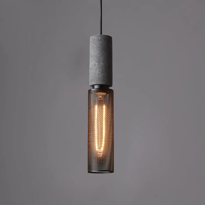 Beton Hanglamp Industrieel Cilinder Metaal Zwart Grijs E27 | Sansoti