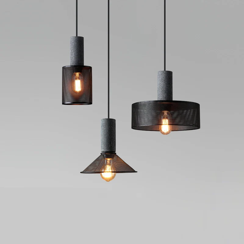 Beton Hanglamp Industrieel Cilinder Metaal Zwart Grijs E27 | Sansoti