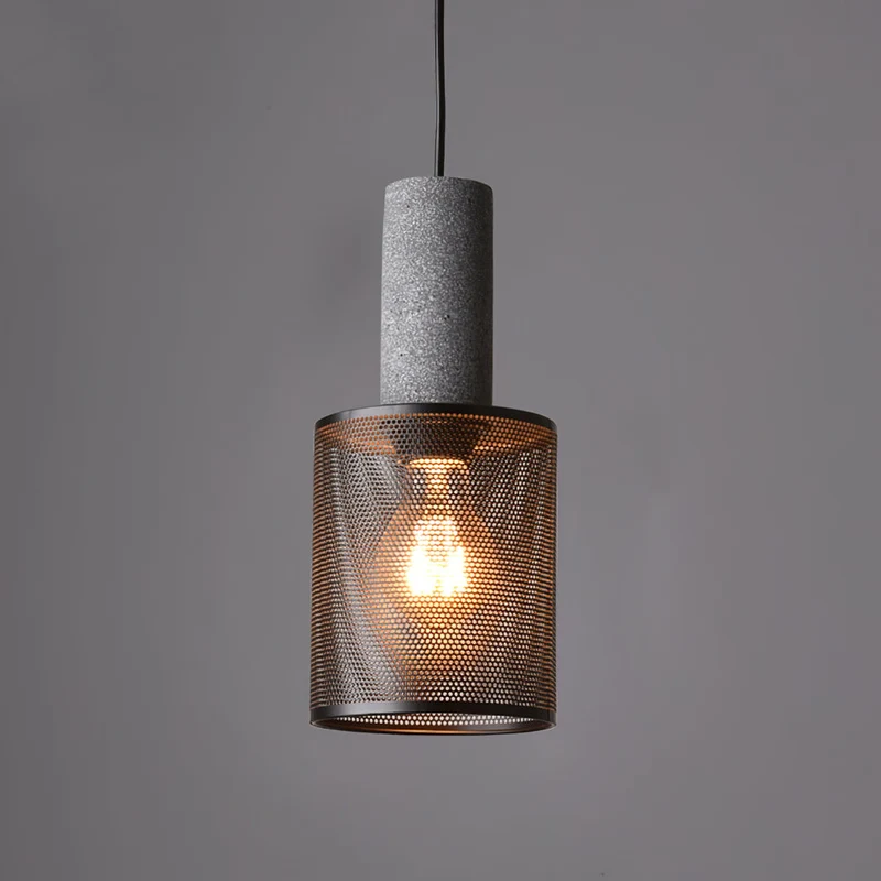 Beton Hanglamp Industrieel Cilinder Metaal Zwart Grijs E27 | Sansoti
