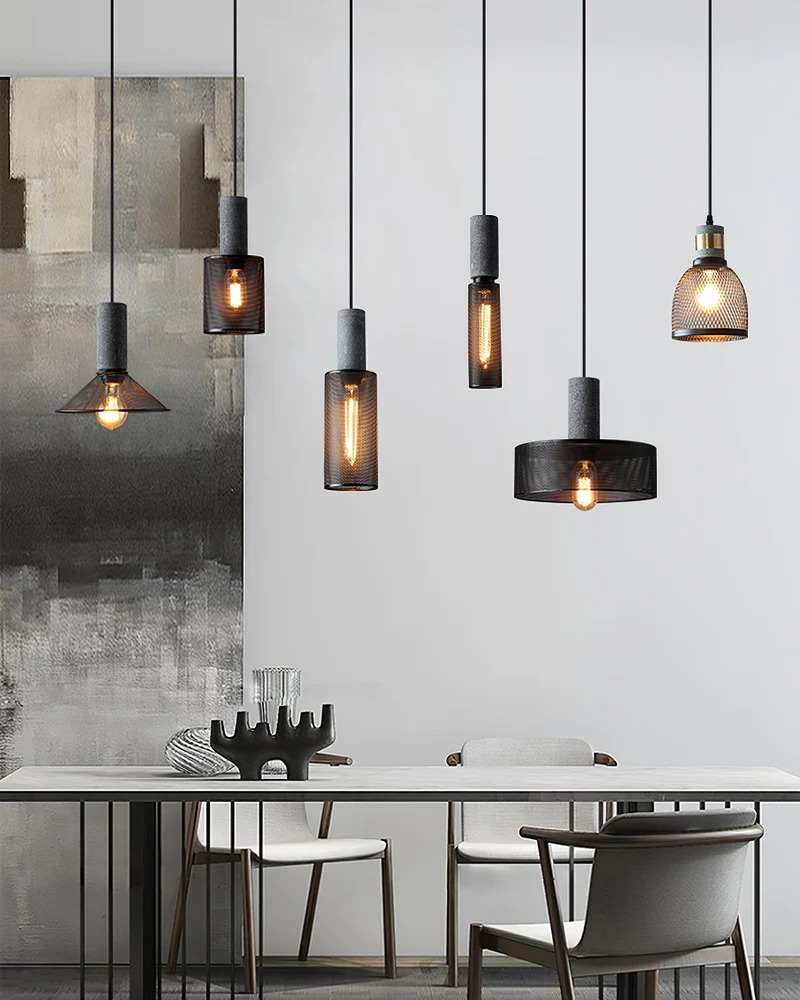 Beton Hanglamp Industrieel Cilinder Metaal Zwart Grijs E27 | Sansoti