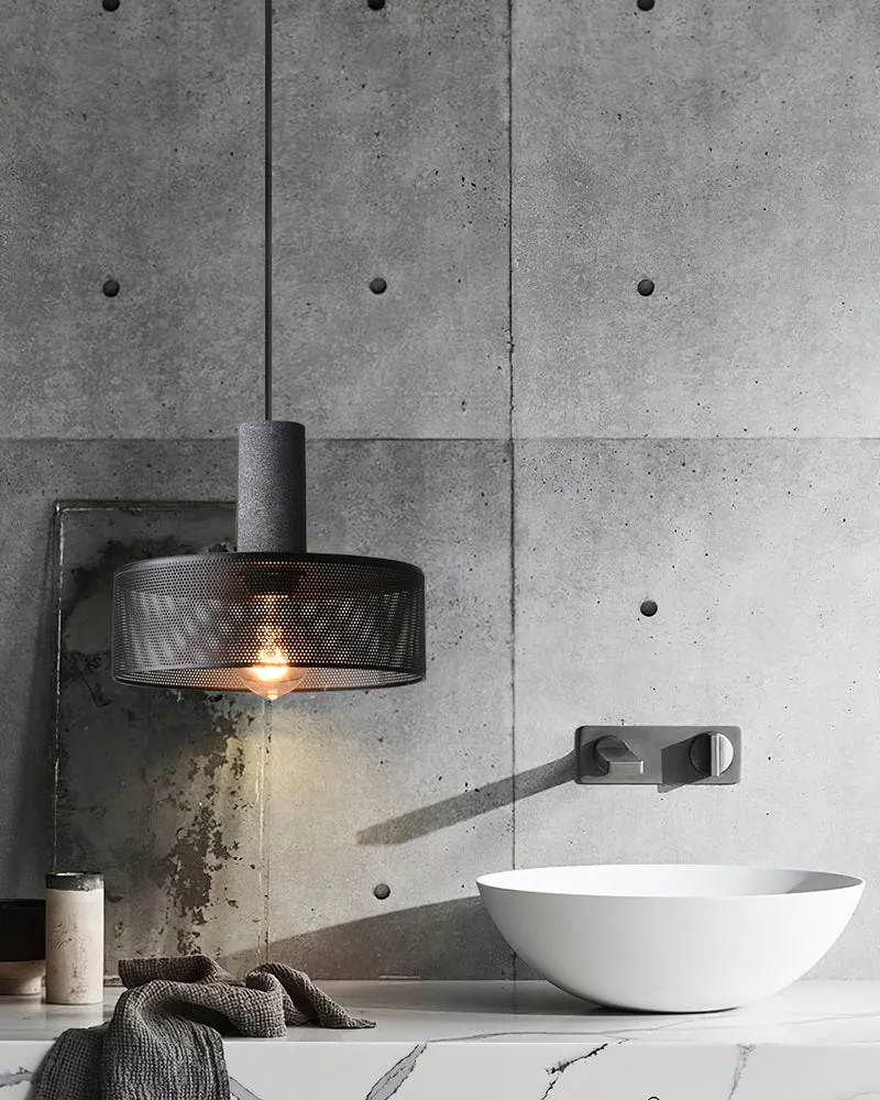 Beton Hanglamp Industrieel Cilinder Metaal Zwart Grijs E27 | Sansoti