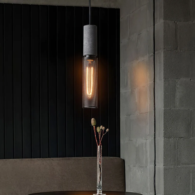 Beton Hanglamp Industrieel Cilinder Metaal Zwart Grijs E27 | Sansoti
