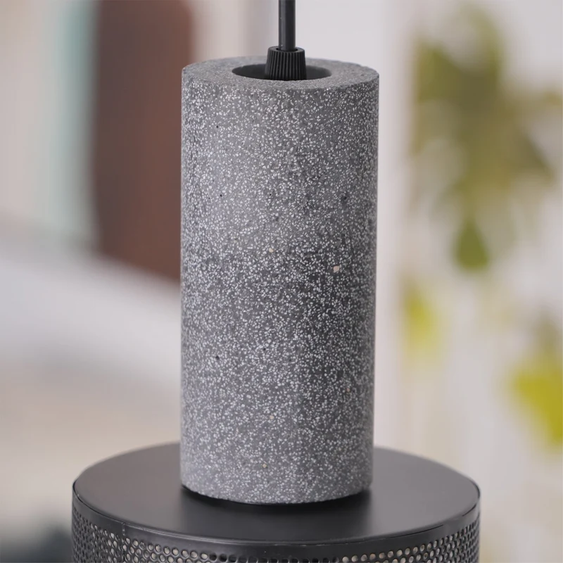 Beton Hanglamp Industrieel Cilinder Metaal Zwart Grijs E27 | Sansoti