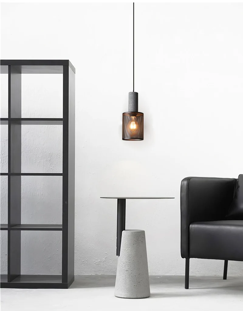 Beton Hanglamp Industrieel Cilinder Metaal Zwart Grijs E27 | Sansoti