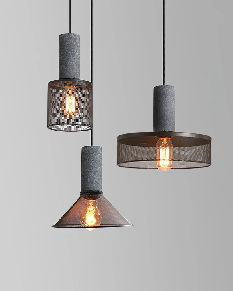 Beton Hanglamp Industrieel Cilinder Metaal Zwart Grijs E27 | Sansoti
