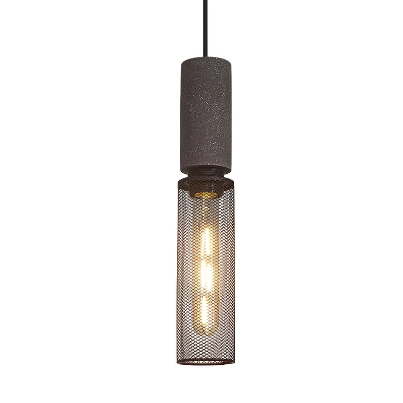 Beton Hanglamp Industrieel Cilinder Metaal Zwart Grijs E27 | Sansoti
