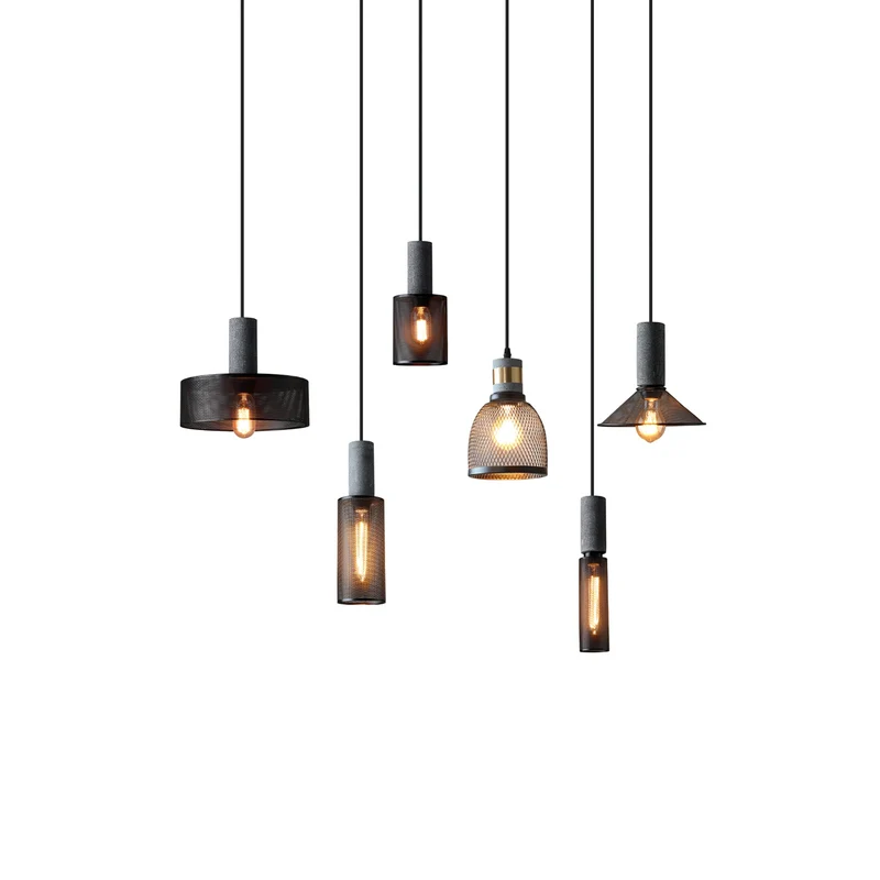 Beton Hanglamp Industrieel Cilinder Metaal Zwart Grijs E27 | Sansoti