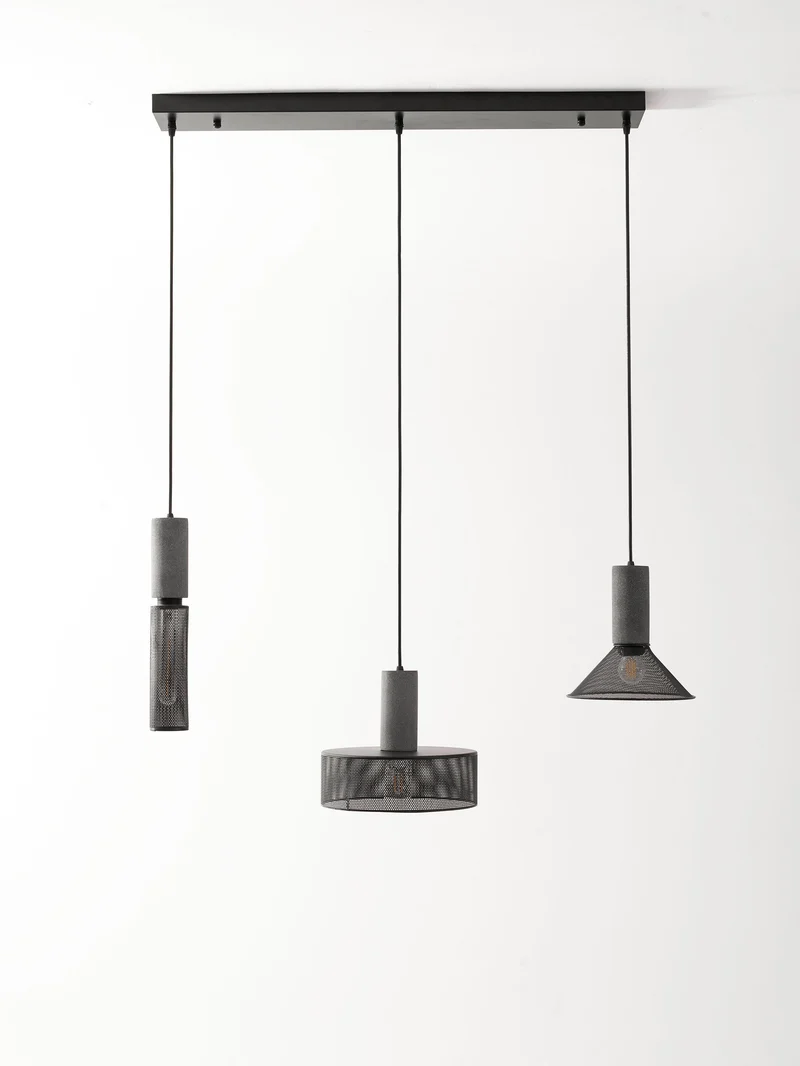 Beton Hanglamp Industrieel Cilinder Metaal Zwart Grijs E27 | Sansoti