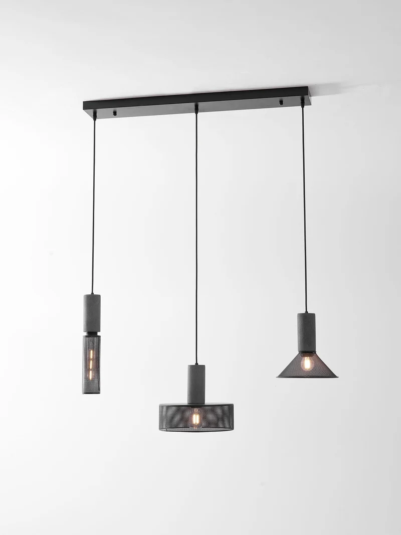 Beton Hanglamp Industrieel Cilinder Metaal Zwart Grijs E27 | Sansoti