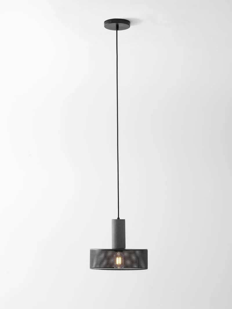 Beton Hanglamp Industrieel Cilinder Metaal Zwart Grijs E27 | Sansoti