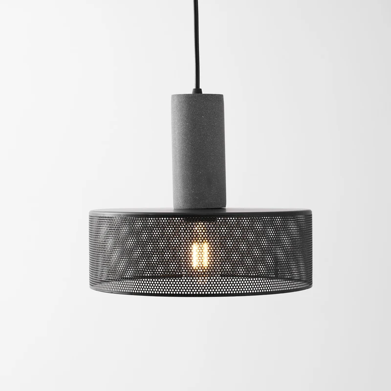 Beton Hanglamp Industrieel Cilinder Metaal Zwart Grijs E27 | Sansoti