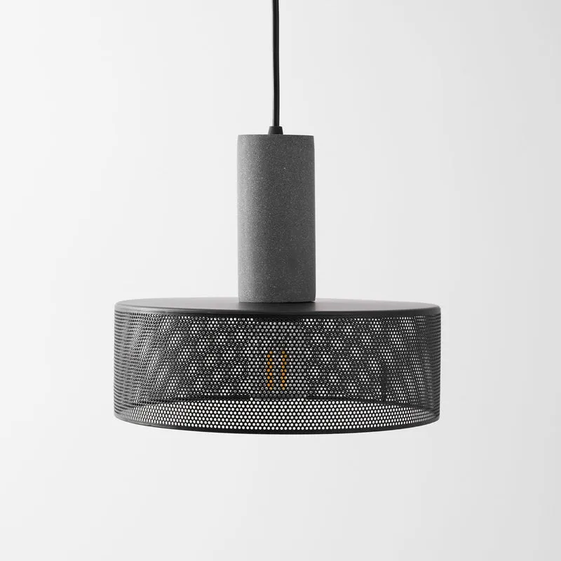 Beton Hanglamp Industrieel Cilinder Metaal Zwart Grijs E27 | Sansoti