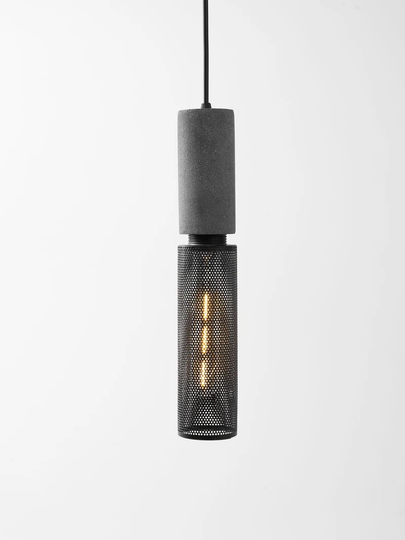 Beton Hanglamp Industrieel Cilinder Metaal Zwart Grijs E27 | Sansoti