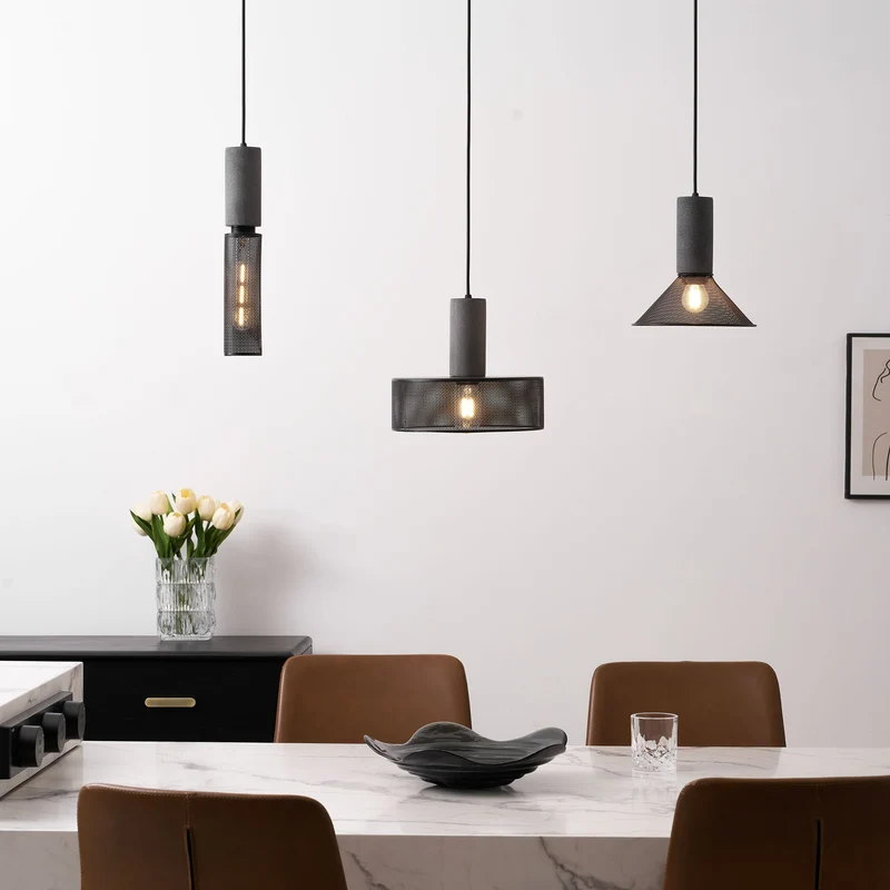 Beton Hanglamp Industrieel Cilinder Metaal Zwart Grijs E27 | Sansoti