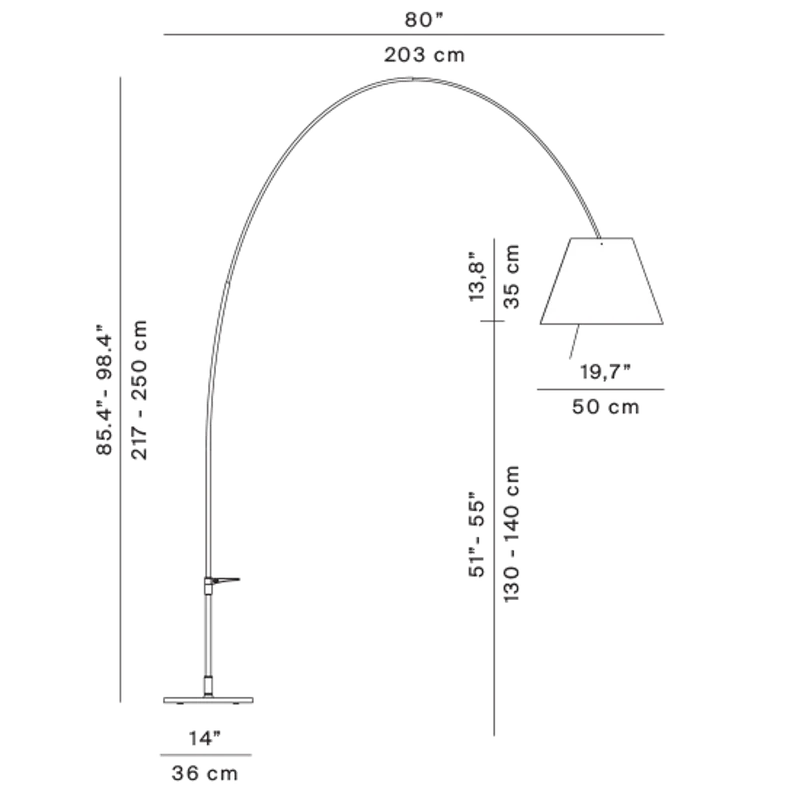 Luceplan Lady Costanza Bogenlampe mit Dimmer