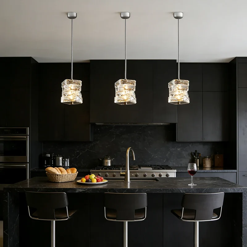 Hanglamp Kristal Gestapeld Ijsblok LED Goud Chroom Sfeerlamp Bar Eetkamer Modern | Sansoti