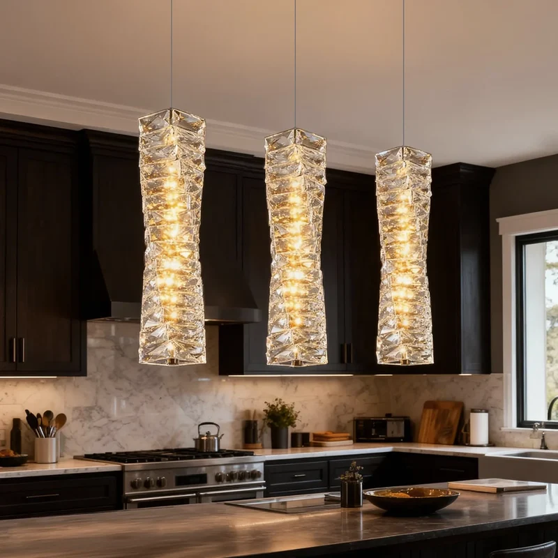 Hanglamp Kristal Gestapeld Ijsblok LED Goud Chroom Sfeerlamp Bar Eetkamer Modern | Sansoti