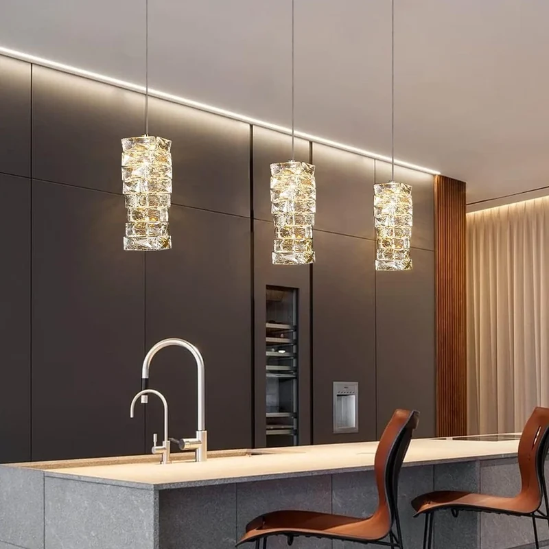 Hanglamp Kristal Gestapeld Ijsblok LED Goud Chroom Sfeerlamp Bar Eetkamer Modern | Sansoti