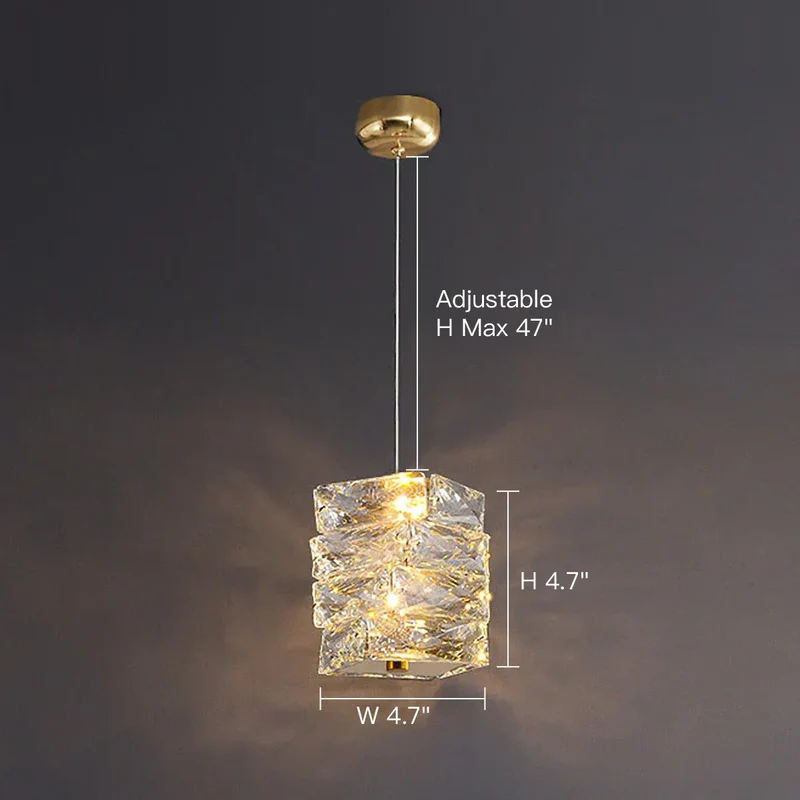Hanglamp Kristal Gestapeld Ijsblok LED Goud Chroom Sfeerlamp Bar Eetkamer Modern | Sansoti