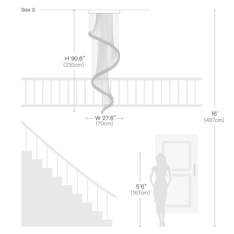 Kristallen Kroonluchter Spiraal Modern Chroom GU10 Trap Entreehal Groot Hoog Plafond | Sansoti