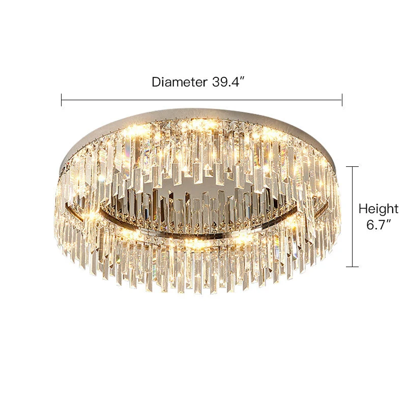 Kristallen Plafondlamp Rond Modern Flush Mount Chroom E12 Dimbaar Woonkamer Slaapkamer