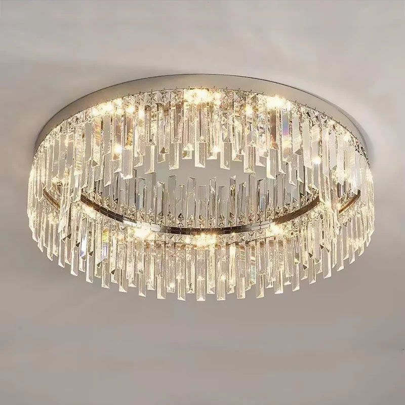 Kristallen Plafondlamp Rond Modern Flush Mount Chroom E12 Dimbaar Woonkamer Slaapkamer