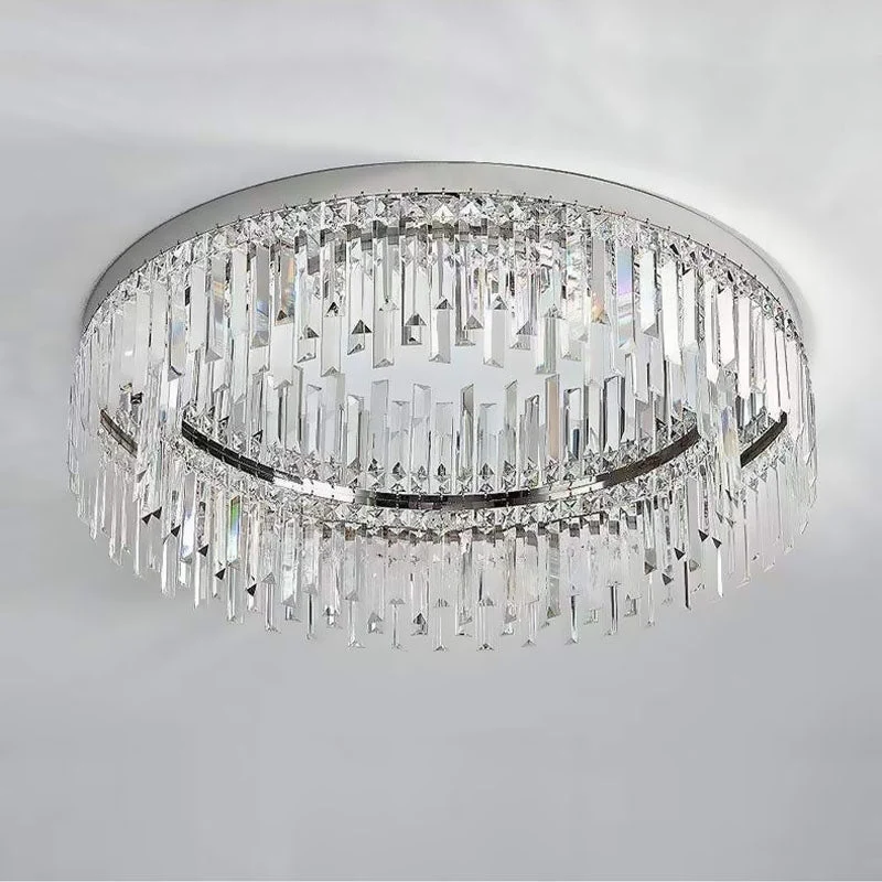 Kristallen Plafondlamp Rond Modern Flush Mount Chroom E12 Dimbaar Woonkamer Slaapkamer