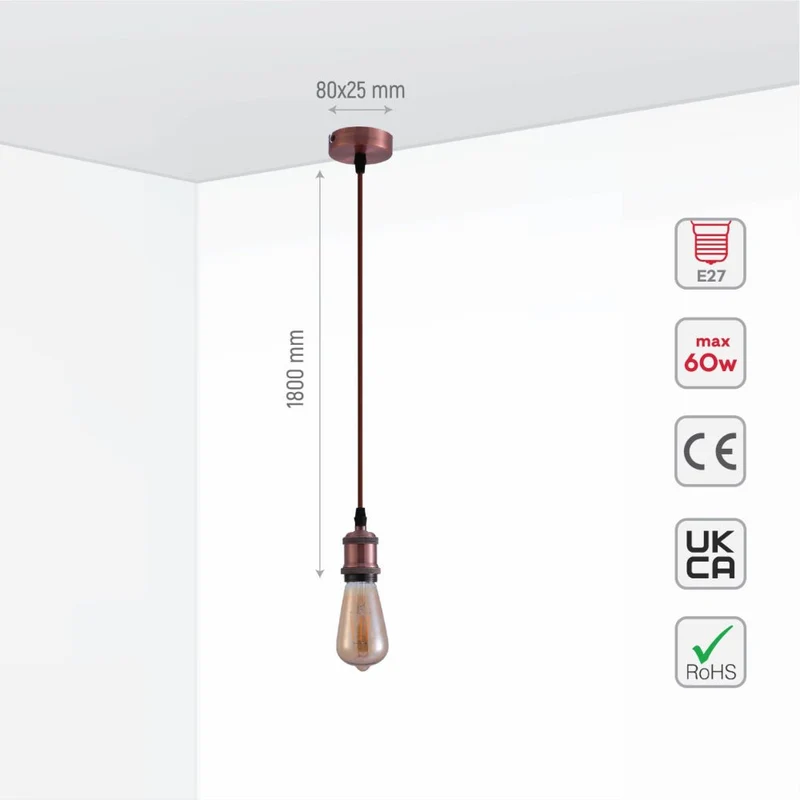 Hanglamp Vintage Industrieel Retro E27 Antiek Rood Brons Goud Nikkel Dimbaar Verstelbaar | Sansoti