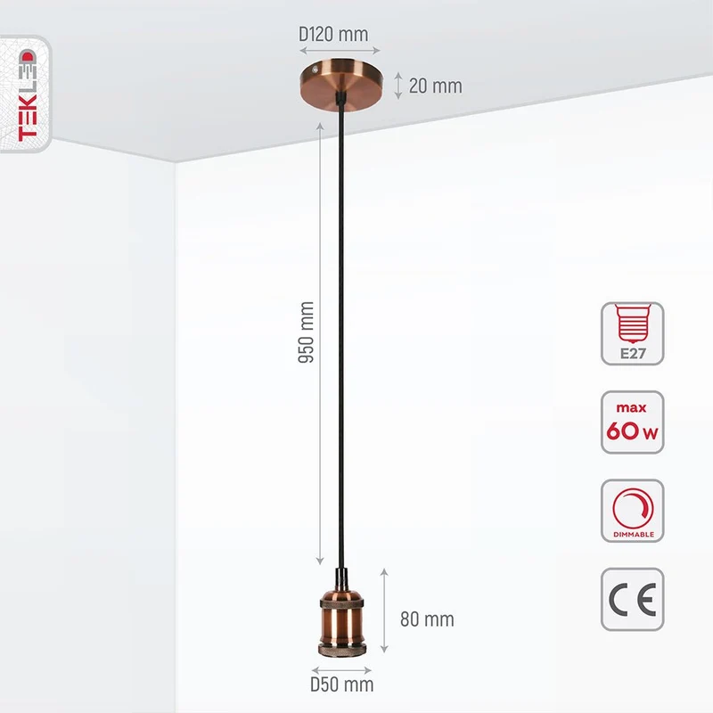 Hanglamp Vintage Industrieel Retro E27 Antiek Rood Brons Goud Nikkel Dimbaar Verstelbaar | Sansoti