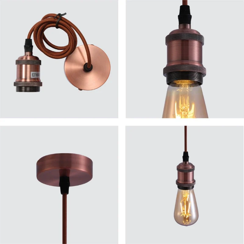 Hanglamp Vintage Industrieel Retro E27 Antiek Rood Brons Goud Nikkel Dimbaar Verstelbaar | Sansoti