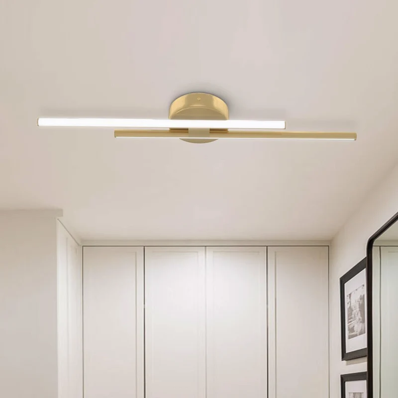 Plafondlamp LED Strip 12W Koel Wit Zwart Messing Nikkel 60-80cm Keuken Modern