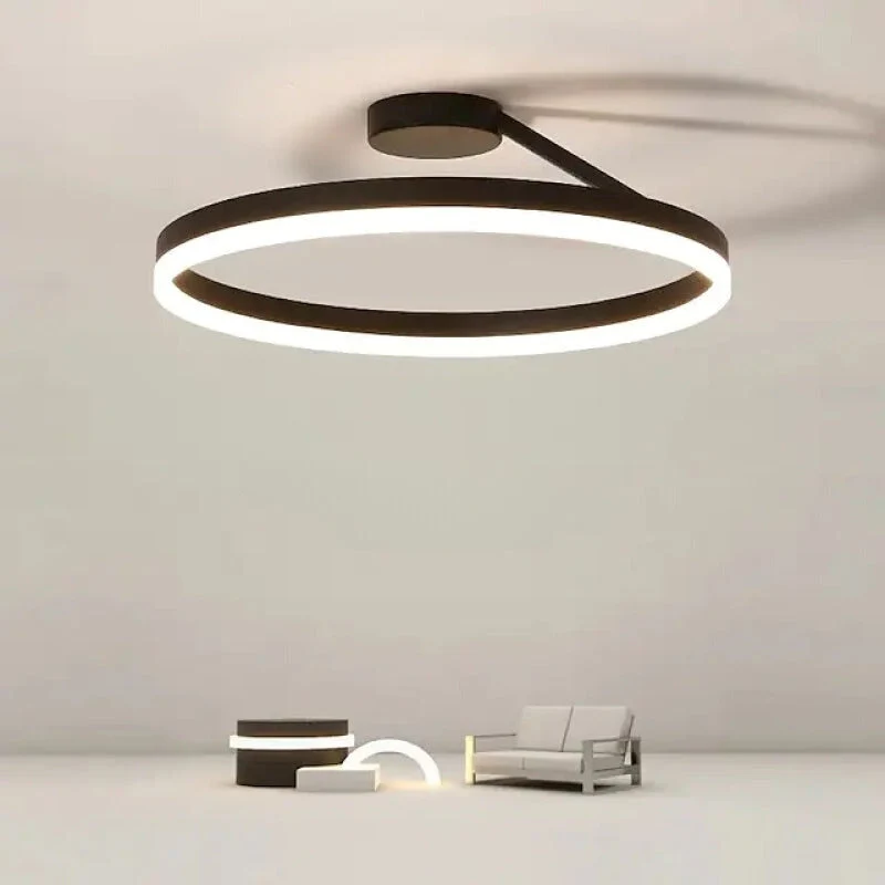 Plafondlamp LED Ring Metaal Acryl Zwart Wit Dimbaar Woonkamer Slaapkamer 50cm | Sansoti