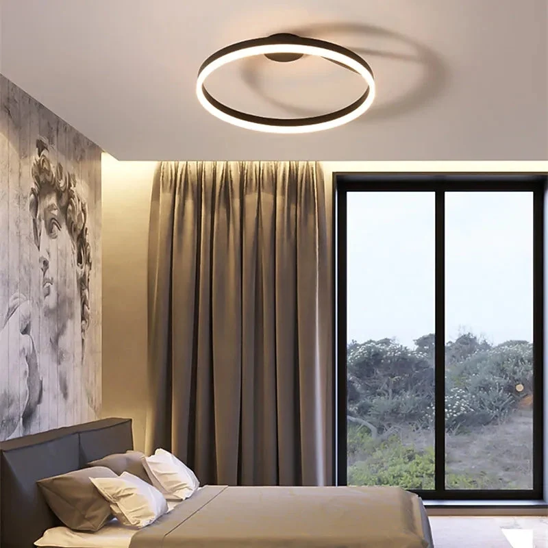 Plafondlamp LED Ring Metaal Acryl Zwart Wit Dimbaar Woonkamer Slaapkamer 50cm | Sansoti
