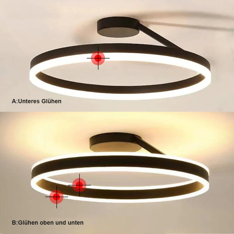 Plafondlamp LED Ring Metaal Acryl Zwart Wit Dimbaar Woonkamer Slaapkamer 50cm | Sansoti