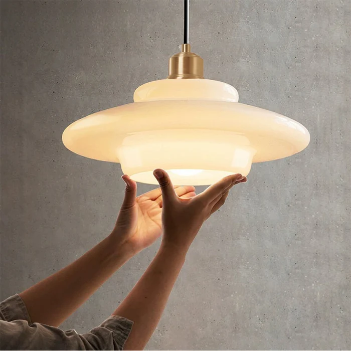 Hanglamp Gelaagd Melkglas Messing Art Deco Eettafel Woonkamer Vintage Stijl | Sansoti