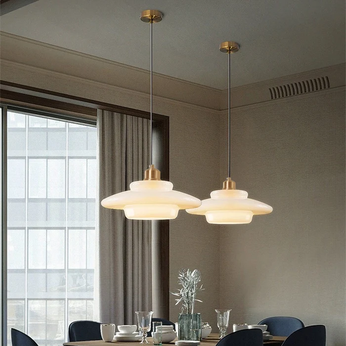 Hanglamp Gelaagd Melkglas Messing Art Deco Eettafel Woonkamer Vintage Stijl | Sansoti