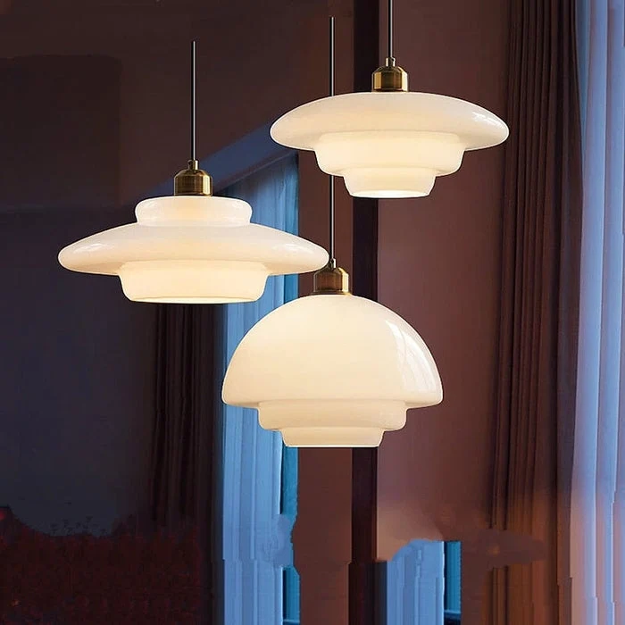 Hanglamp Gelaagd Melkglas Messing Art Deco Eettafel Woonkamer Vintage Stijl | Sansoti