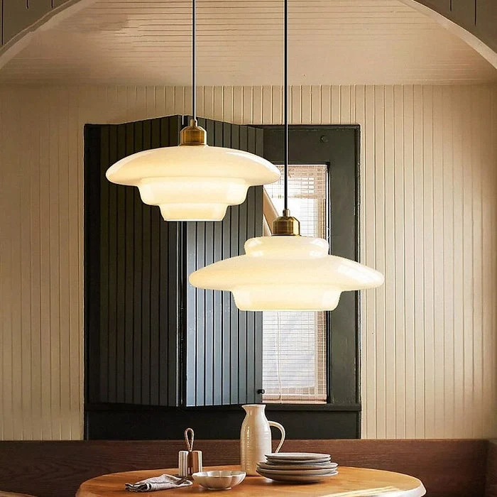 Hanglamp Gelaagd Melkglas Messing Art Deco Eettafel Woonkamer Vintage Stijl | Sansoti