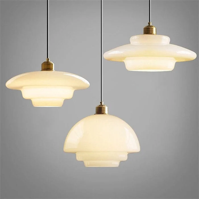 Hanglamp Gelaagd Melkglas Messing Art Deco Eettafel Woonkamer Vintage Stijl | Sansoti