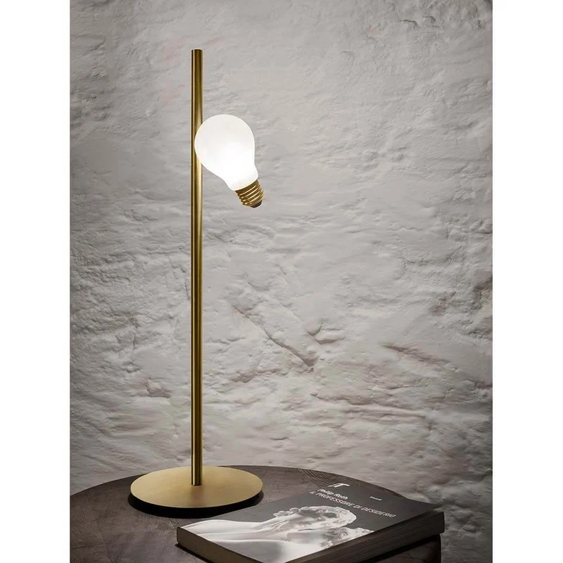 Slamp Tischlampe Idea mit Glühbirne LED Messing-matt