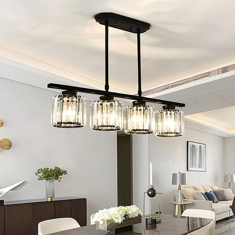 Hanglamp Eettafel Glas Zwart Goud 3 Of 4 Lichts E27 Modern | Sansoti