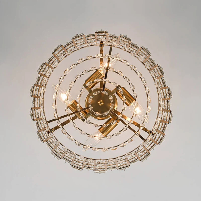 Plafondlamp Kristal Drum 4-Lichts Chroom Messing Dimbaar 38cm Woonkamer Glamour