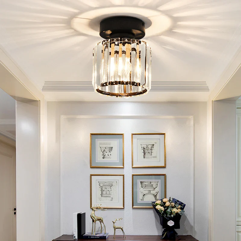 Plafondlamp Kristal Zwart Zilver Goud E27 Opbouw Modern Hal Woonkamer | Sansoti