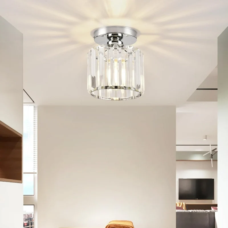 Plafondlamp Kristal Zwart Zilver Goud E27 Opbouw Modern Hal Woonkamer | Sansoti