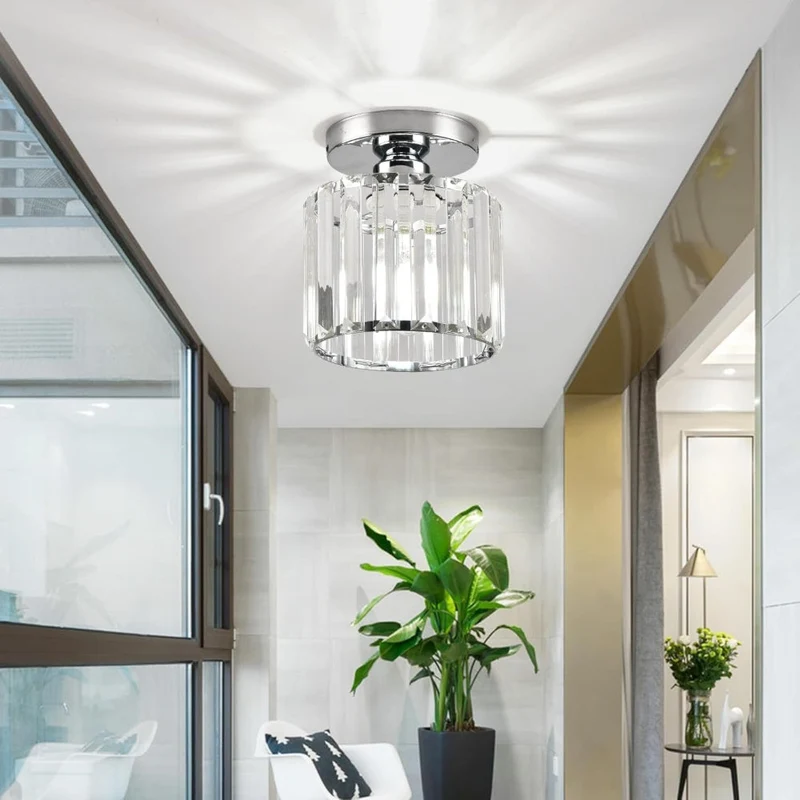 Plafondlamp Kristal Zwart Zilver Goud E27 Opbouw Modern Hal Woonkamer | Sansoti