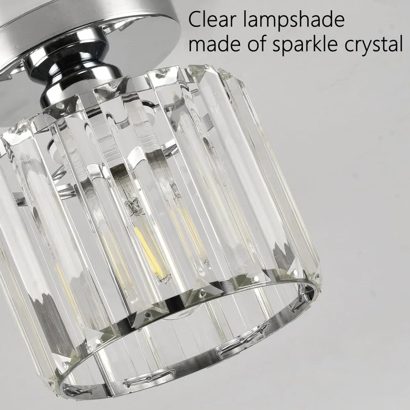 Plafondlamp Kristal Zwart Zilver Goud E27 Opbouw Modern Hal Woonkamer | Sansoti