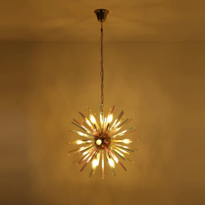Kroonluchter Sputnik Regenboog 12-Lichts Messing Kleurrijk 56cm Woonkamer Eetkamer Dimbaar