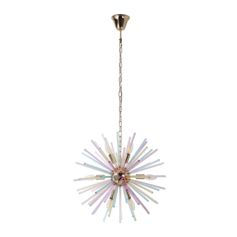 Kroonluchter Sputnik Regenboog 12-Lichts Messing Kleurrijk 56cm Woonkamer Eetkamer Dimbaar