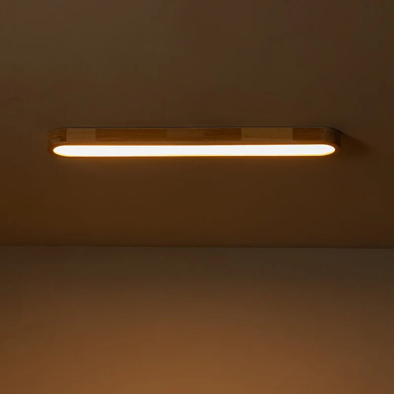 Plafondlamp Ovaal LED Houtlook Dimbaar Afstandsbediening 95cm Keuken Woonkamer Modern