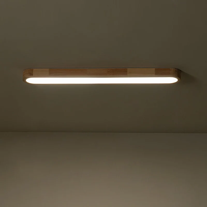 Plafondlamp Ovaal LED Houtlook Dimbaar Afstandsbediening 95cm Keuken Woonkamer Modern